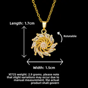 XL725 Rotating Flower Necklace / Gold