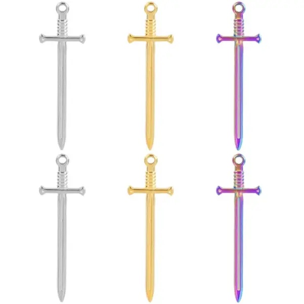 Wholesale PVD Coated Real Gold Plated 18K Sword 304 Stainless Steel Modern Style Simple Classic Waterproof Non Tarnish Pendant Necklace