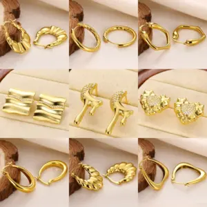 Wholesale Light Luxury Elegant Moon Water Drop Heart Women's Earrings Geometric Simple Zircon Vacuum Plating (Fired) Daily New Year Jewelry Earrings Gift