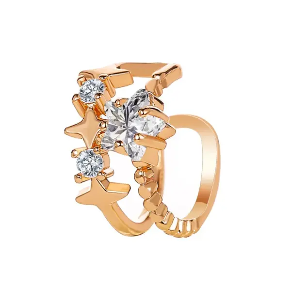 Wholesale Ear Cartilage Rings & Studs Fashion Star Copper Plating Artificial Gemstones