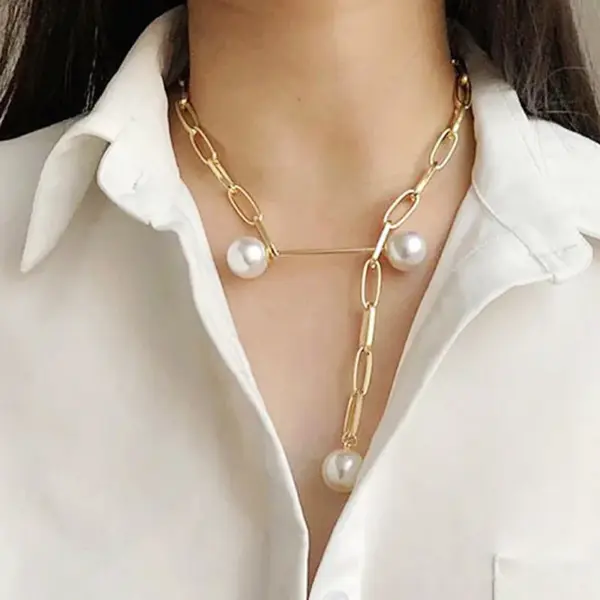 Wholesale Fashion Water Droplets Imitation Pearl Alloy Plating Women's Necklace