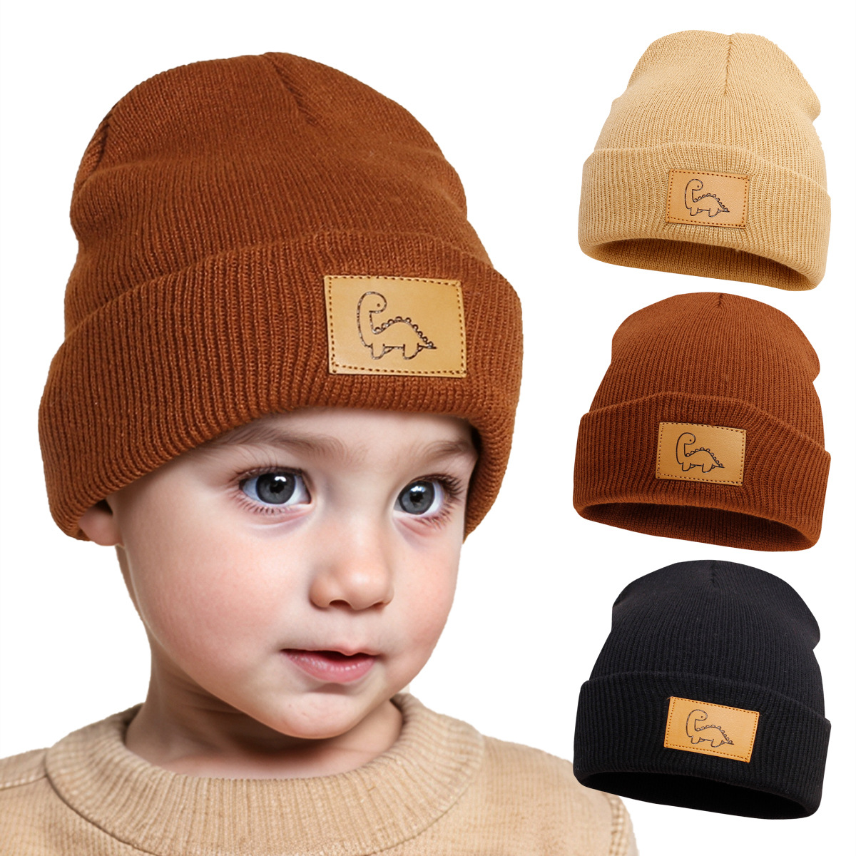 Wholesale Chilen's Autumn and Winter Knitted Hats Amazon European and American New Baby Warm Woolen Hats Fashionable Versatile Pullover Hats