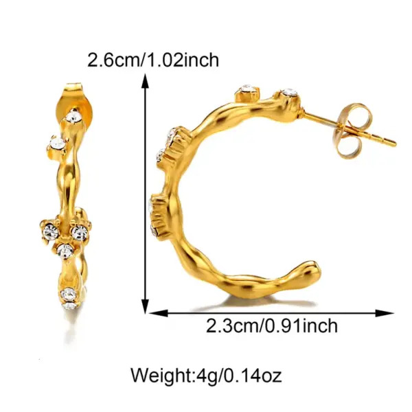 Wholesale Real Gold Plated C Shape Flower 304 Stainless Steel IG Style Simple Style Waterproof Non Tarnish Earrings Ear Studs