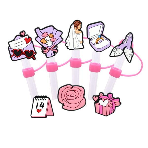 Wholesale Random 10pcs 8/10M Valentine's Day dust plug straw accessories
