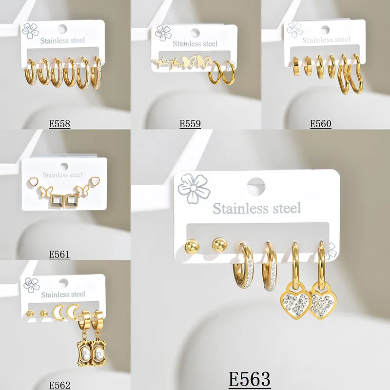 Wholesale 316 Stainless Steel Star Heart Shape PVD Coated Stone-Free 18K Real Gold Plated Elegant Simple Style op Earrings Ear Studs