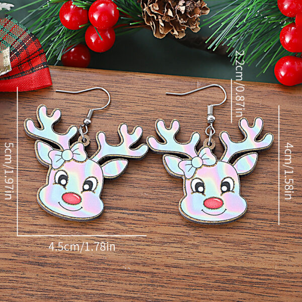 oly-05eb29a178833d64c3afcfd5879da227 Wholesale Christmas Western Style Y2K Reindeer Wooden Double-Sided Earrings