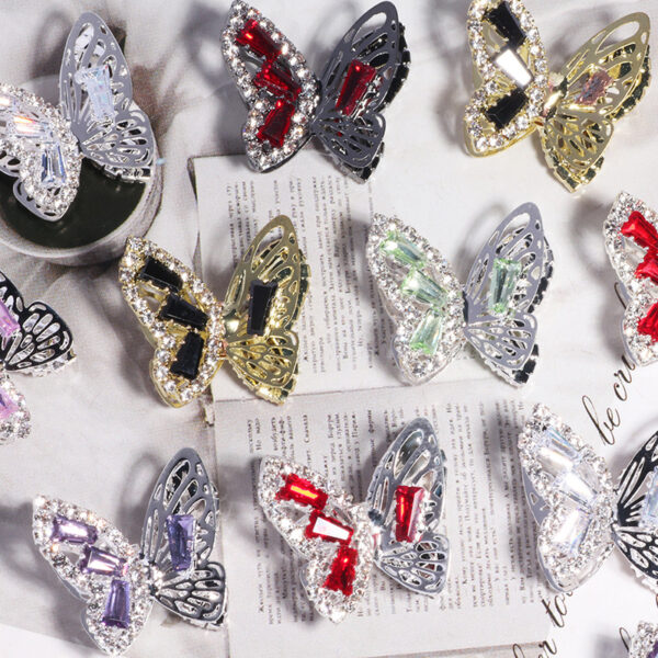 Wholesale DIY heavy-duty alloy hollow butterfly rhinestone beads with straight holes