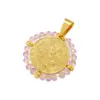 Wholesale Hip-Hop Retro Round Virgin Mary Copper Plating Inlay Carving 18K Gold Plated Zircon