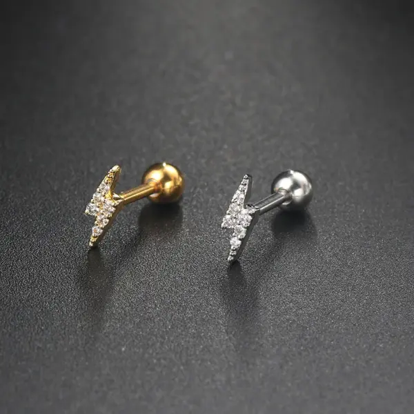 1 Piece Ear Cartilage Rings & Studs Casual Simple Style Devil's Eye Lightning Copper Plating Zircon Ear Cartilage Rings & Studs