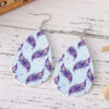 Wholesale Fresh leaf flower leopard print feather earrings leather drop earrings