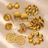 Wholesale Flower Butterfly Geometric 304 Stainless Steel Earrings High-End Fashion Exquisite Earrings Vintage Personality Trend Earrings Vacuum Electroplating 18K Gold Plated Hawaiian Tropical Style