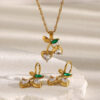 Wholesale 18K gold-plated white diamond cherry necklace