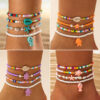 Wholesale Bohemian style colorful beaded starfish and seashell four-layer anklet