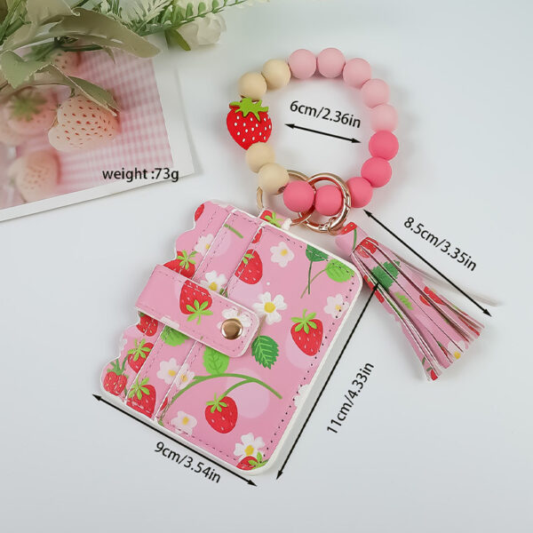 oly-060e0a7ee30b165c8934f611e5e84273 Wholesale Fruit Print Pu Card Holder Silicone Beaded Keychain Silicone Bead Bracelet