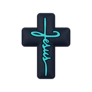 Turquoise green on black background-Cross