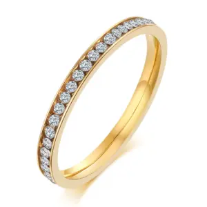 Wholesale Jewelry Simple Style Circle 304 Stainless Steel Rhinestones Plating Inlay Stainless Steel Rings