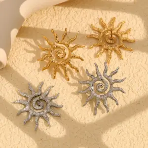 Wholesale PVD Coated Real Gold Plated Sun Spiral 304 Stainless Steel Vintage Style Classic Style Waterproof Non Tarnish Pendant Earrings
