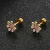 Wholesale Simple Style Flower 304 Stainless Steel No Inlaid Earrings Ear Studs