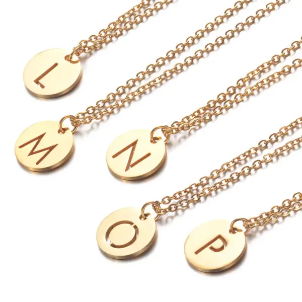 Wholesale Simple Style Letter Stainless Steel Titanium Steel Plating Chain Gold Plated Pendant Necklace