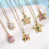 Wholesale 304 Stainless Steel Copper Tortoise Animal Pendant Necklace