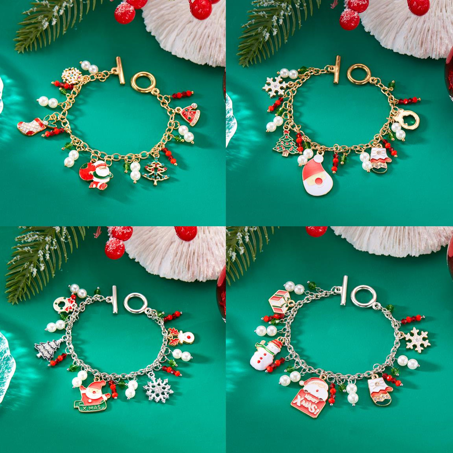 Wholesale Cartoon Elk Christmas Tree Bracelet