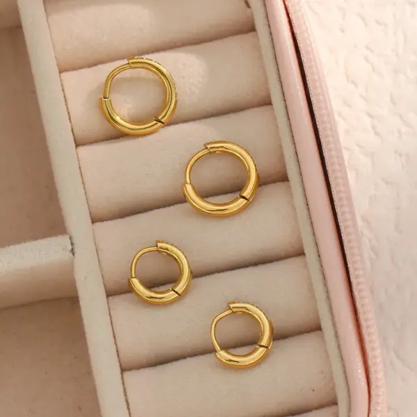 Wholesale PVD Coated Real Gold Plated Geometric Stainless Steel Fashion Waterproof Non Tarnish Earrings
