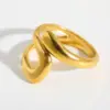 Wholesale Simple Sexy Geometric Open Ring Stainless Steel Vacuum Plated 18K Gold Casual Elegant Beachy Versatile Women's Ring All Seasons