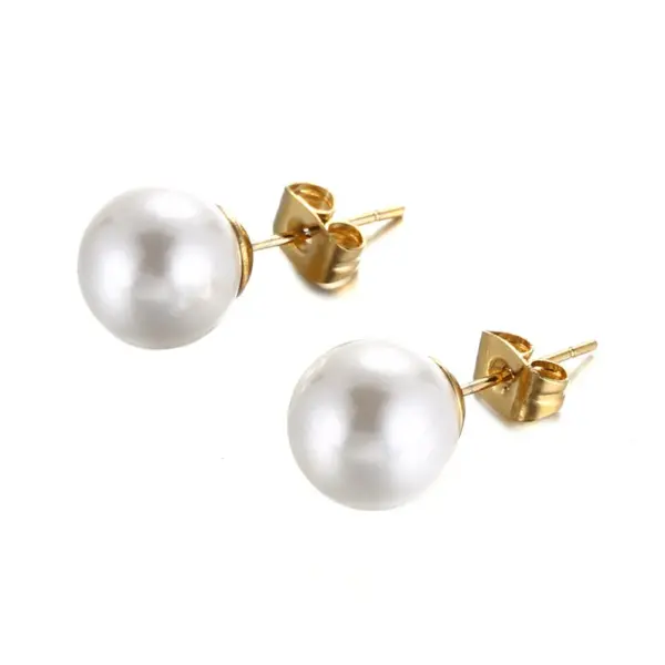 Geometric Plating Inlay 304 Stainless Steel Artificial Pearls Earrings For Women'S