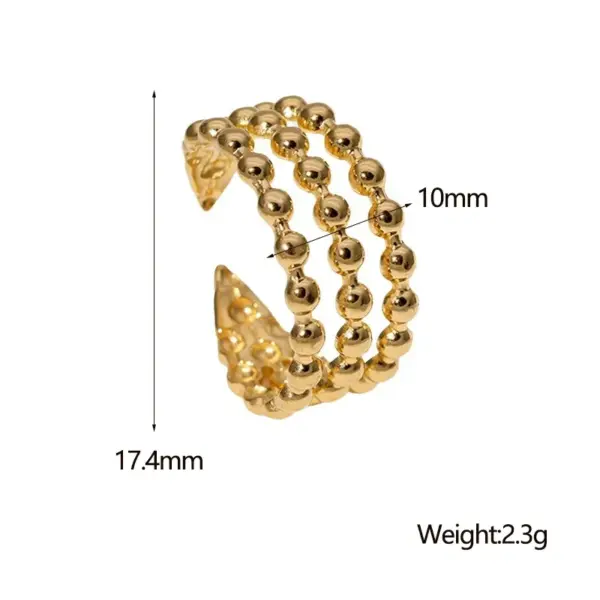 Wholesale PVD Coated Real Gold Plated 18K Round Dots Solid Color Lines 304 Stainless Steel IG Style Modern Simple Waterproof Non Tarnish Open Rings