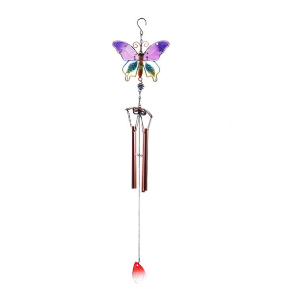 Wholesale Butterfly Wind Bell Metal Crafts Glass Painted Aluminum Pipe Hanging Decoration Creative Home Bell Wind Bell Pipe Pendant Spot