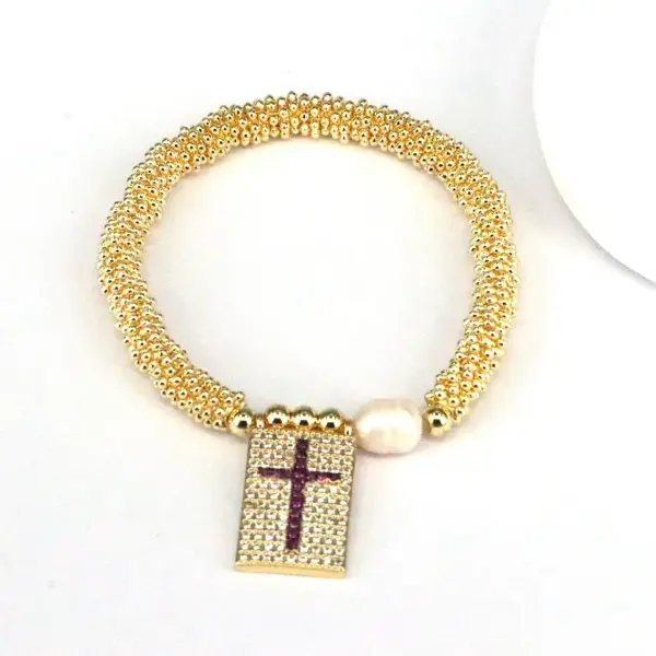 Wholesale Copper 18K Gold Plated Elegant Vintage Style Luxurious Plating Inlay Cross Heart Shape Zircon Bracelets