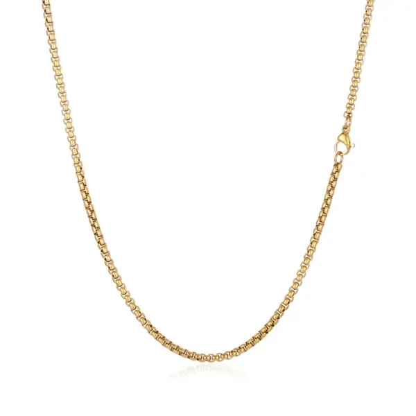Wholesale 304 Stainless Steel Solid Color Electroplated 18K Real Gold Plated Simple Style Streetwear Waterproof Non Tarnish Plating Necklace