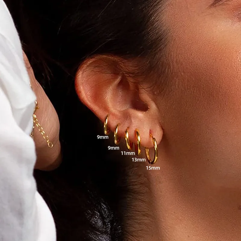 Wholesale 1 Pair Classic Style Solid Color Plating Stainless Steel Hoop Earrings
