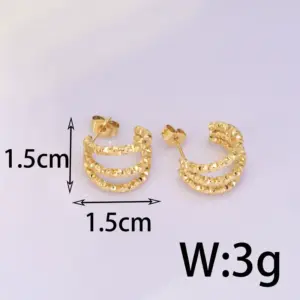 PVD Coated Real Gold Plated 18K Gold Heart 304 Stainless Steel Titanium Steel Waterproof Non Tarnish Earrings