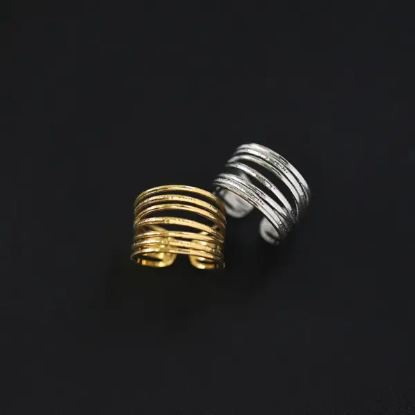 Wholesale PVD Coated Real Gold Plated 18K Gold Solid Color 304 Stainless Steel Classic Style Waterproof Non Tarnish Open Ring