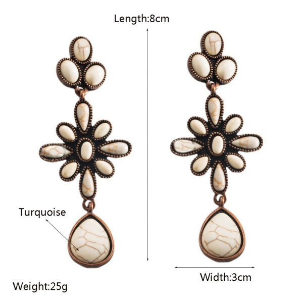 Wholesale Amazon Explosions Vintage Cross with Turquoise Earrings Women Bohemian Ethnic Earrings Earrings