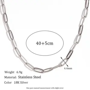 4.4mm Clip Chain-Steel Necklace-40cm+5cm