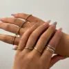 304 Stainless Steel Geometric Electroplating Stone-Free 18K Real Gold Plated Casual Elegant Classical Plating Inlay Gold Steel Color Rings Wave Rings Band Rings