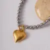 Wholesale PVD Coated Real Gold Plated Heart Shape Stainless Steel IG Style Exaggerated Waterproof Non Tarnish 304 Stainless Steel Necklace