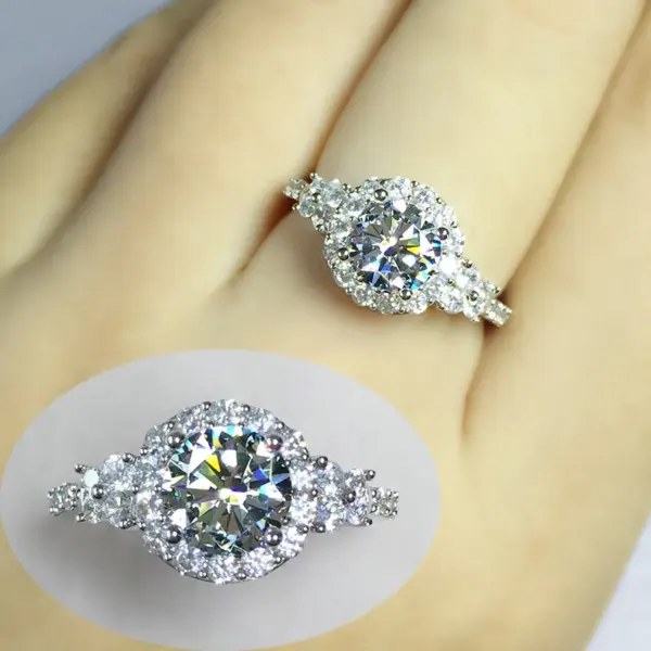 Wholesale Simple Style Geometric Copper Artificial Rhinestones Rings