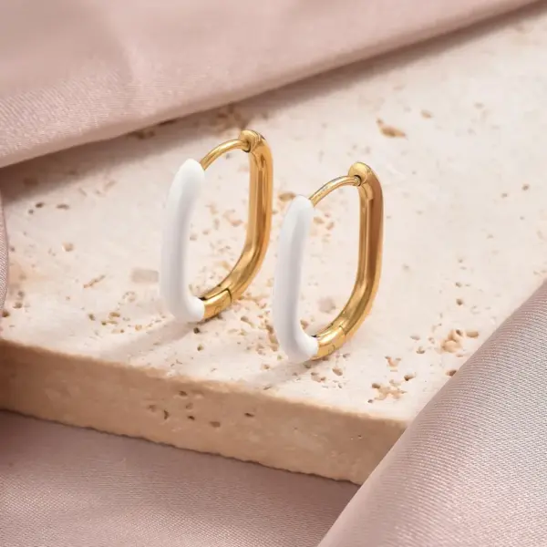 Wholesale PVD Coated Real Gold Plated U Shape 304 Stainless Steel Synthetic Resin IG Style Simple Style Waterproof Non Tarnish 304 Stainless Steel Earrings