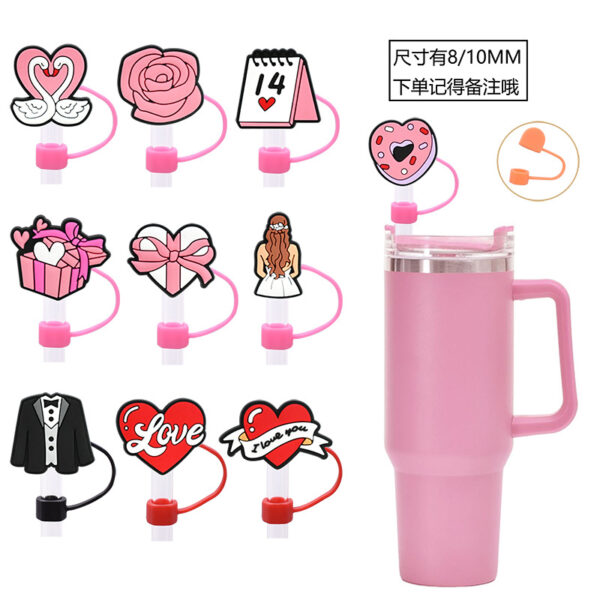 Wholesale Random 10pcs 8/10MM Valentine's Day dust plug DIY cup straw accessories