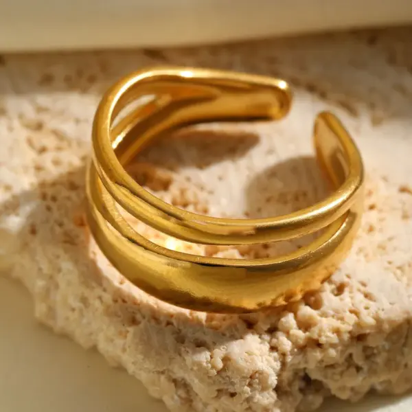 Wholesale 1 Piece Casual Glam Artistic Irregular Geometric 304 Stainless Steel 18K Gold Plated Women's Open Rings