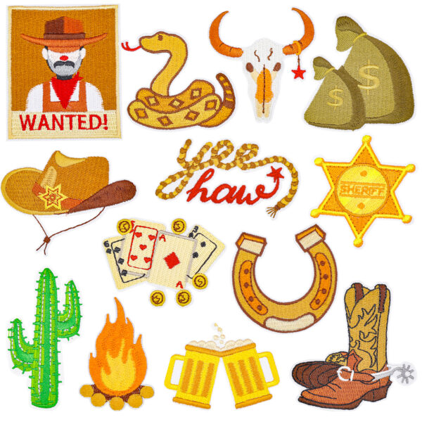 Wholesale New Cross-border Western Denim Sticker Yellow Garment Accessories Embroidery Sticker Computer Armband Embroidery Patch Sticker Seam-free