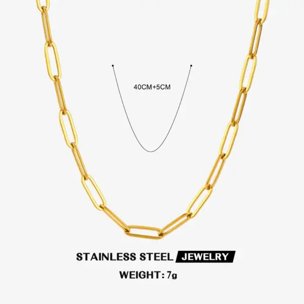 304 Stainless Steel Chain Ion Plating (IP) 18K Gold Plated Simple Style Waterproof Non Tarnish Plating Cable Chain Chain Necklace