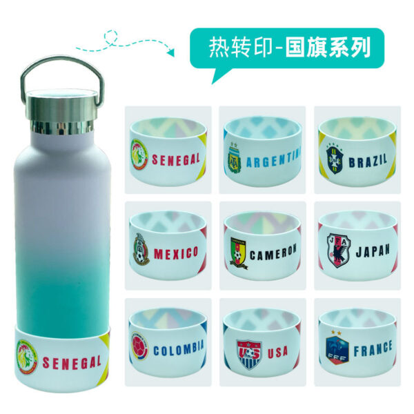 Wholesale Creative simple pattern silicone cup cover thermal insulation film water transfer sports kettle space Pot Cup cover cup bottom cover