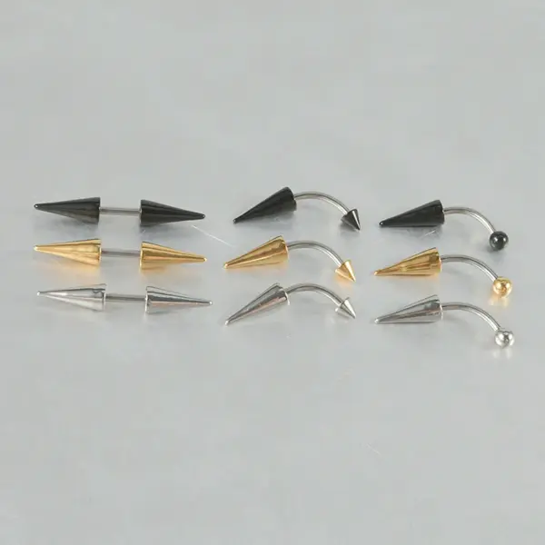 1 Piece 304 Stainless Steel Stone-Free Casual Exaggerated Simple Style Eyebrow Studs Solid Color Gold Steel Color Black Plating Vacuum Plating 18K Gold Plated Eyebrow Studs Ear Cartilage Rings & Studs