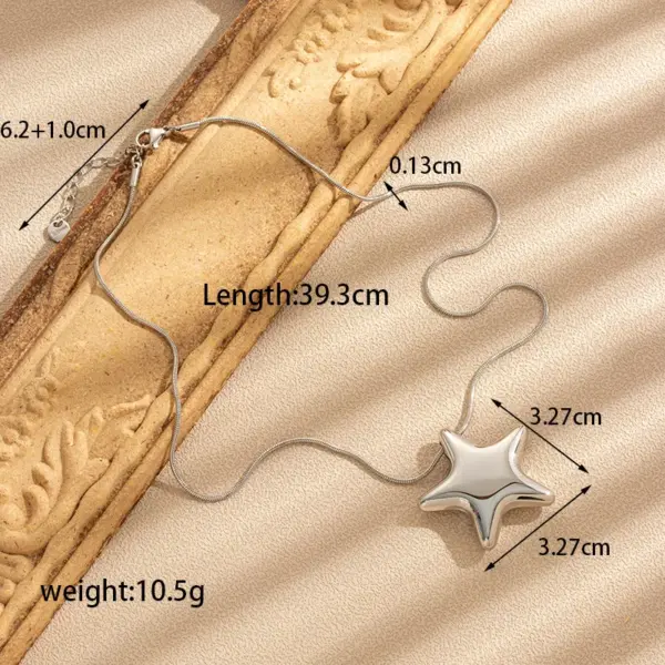 Wholesale PVD Coated Star 304 Stainless Steel French Style Simple Style Waterproof Non Tarnish Earrings Necklace