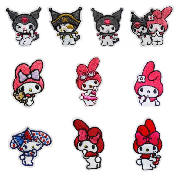Wholesale New Kuromi Melody Melody Computer Embroider Cloth Stickers Creative DIY Decorative Self-Adhesive Hot Melt Clothing Accessories