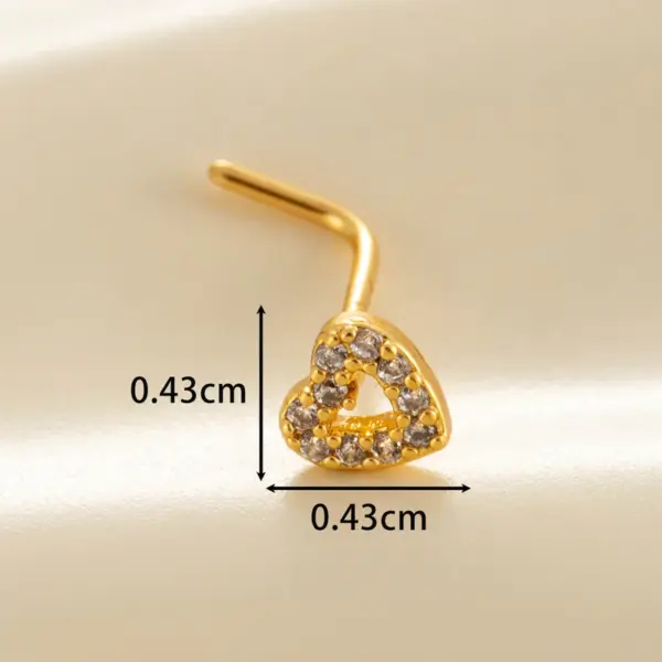 Wholesale 1 Piece Nose Rings & Studs Casual Classic Style Heart Shape Flower Butterfly Copper Flowers Butterfly Zircon Nose Rings & Studs Nose Pin
